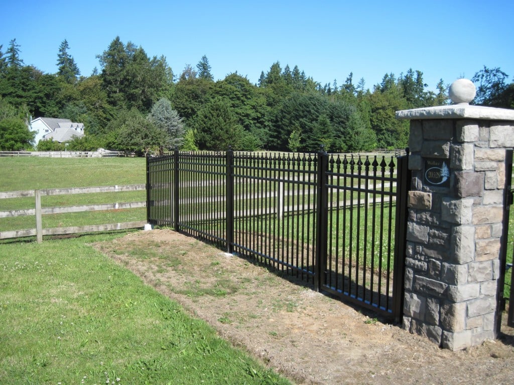 5ft Tall Iron Fence DIY Installed with Stone Column