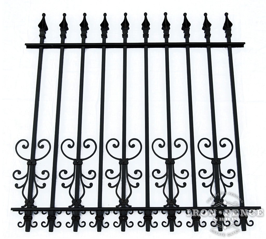 Cape Cod and Butterfly Scroll Decorations as a Dog Barrier on a 4ft Tall Signature Iron Fence