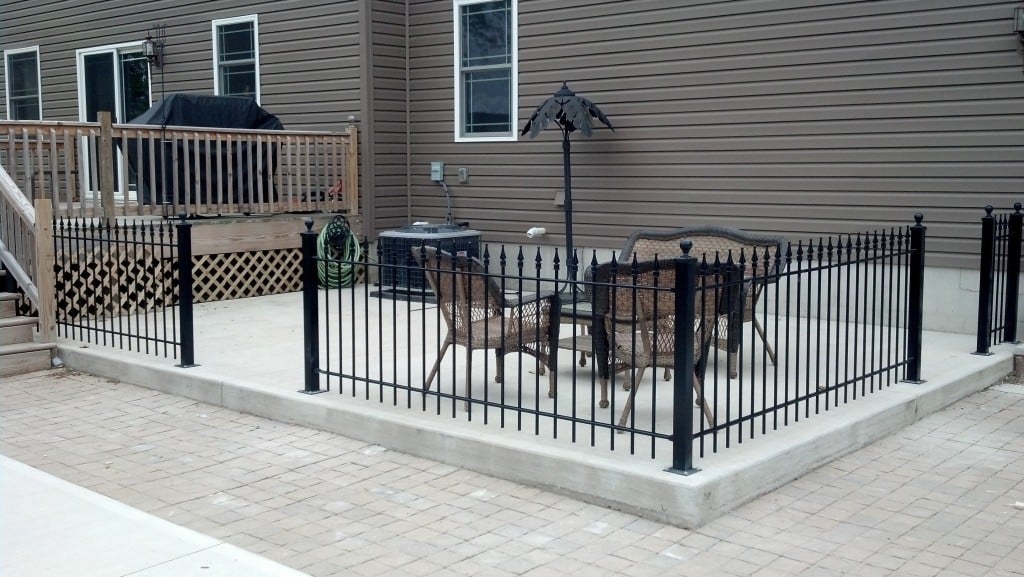 3ft Iron Fence Mounted to Concrete Patio Surface with Flange Posts