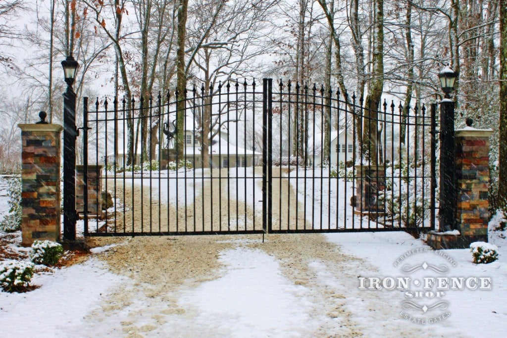 Homeowner Installed Iron Arched Driveway Gate