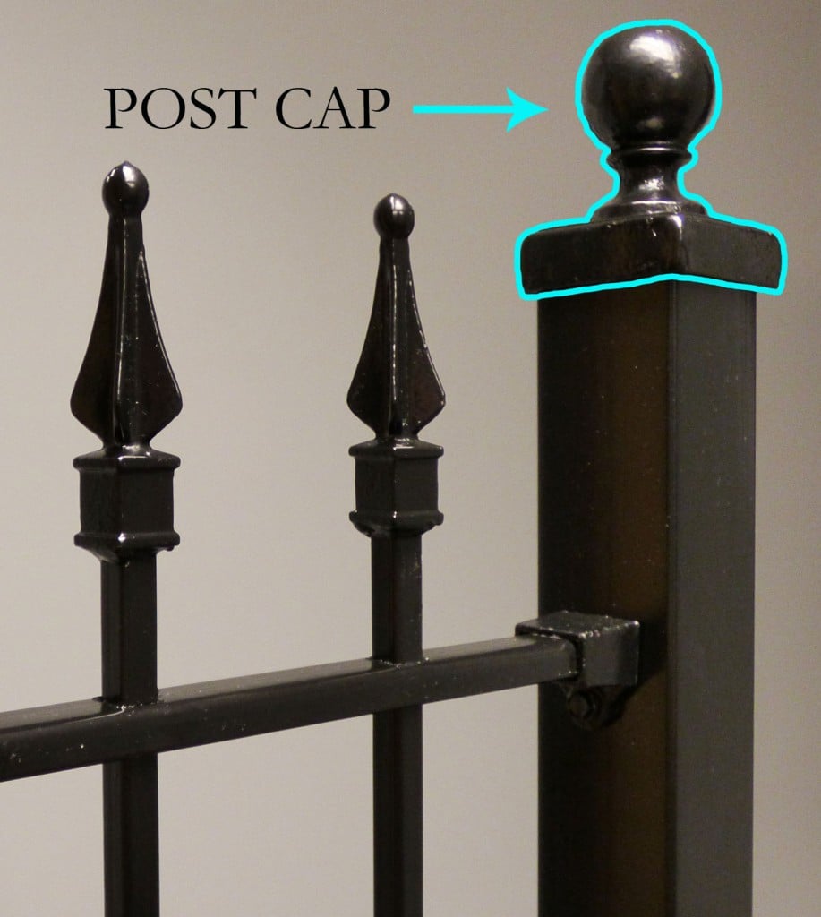 Iron and Aluminum Fence and Gate Post Cap Component