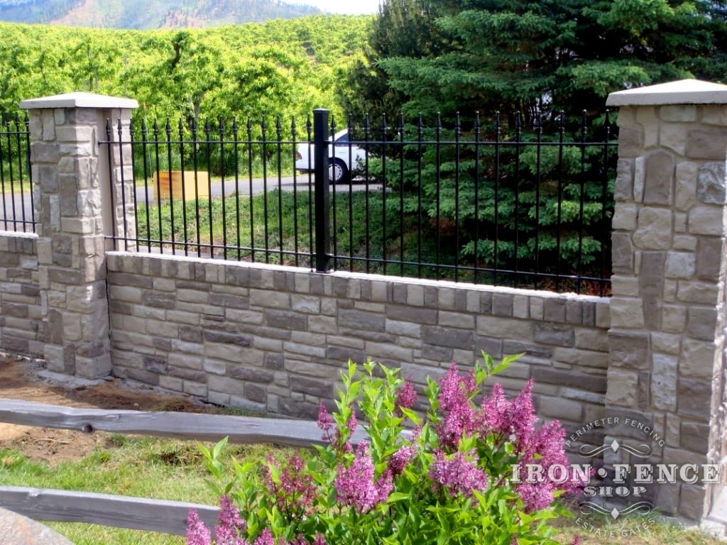 3ft Tall Wrought Iron Fence Installed on Top of a Wall