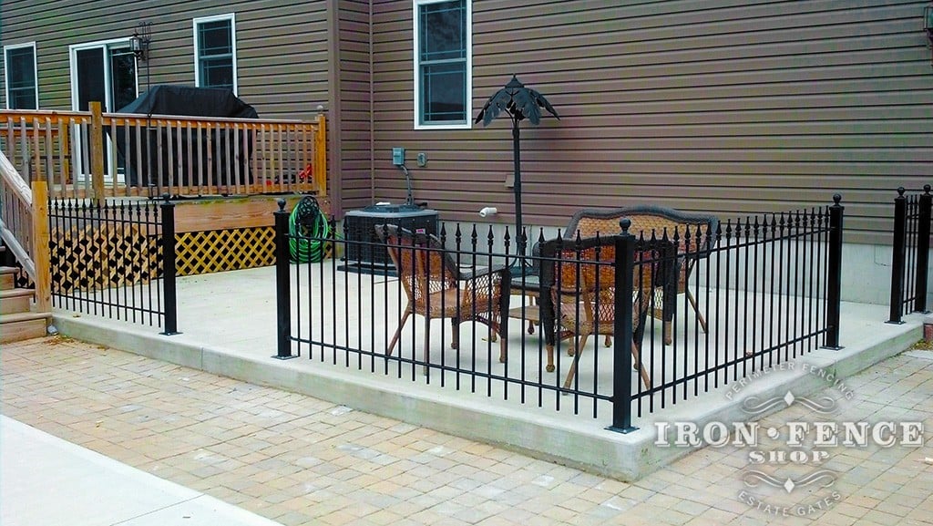 3ft Tall Wrought Iron Fence Installed on a Concrete Patio