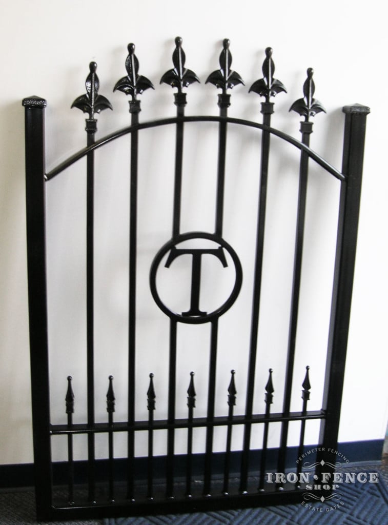 Custom Wrought Iron Gate with Initials and Imperial Finial Tips on Top