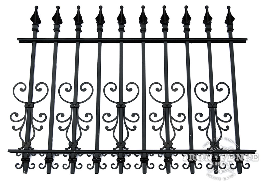 3ft Tall Wrought Iron Fence in Classic Style Signature Grade with Cape Cod and Butterfly Add-on Decorations Acting as a Puppy Picket Dog Barrier