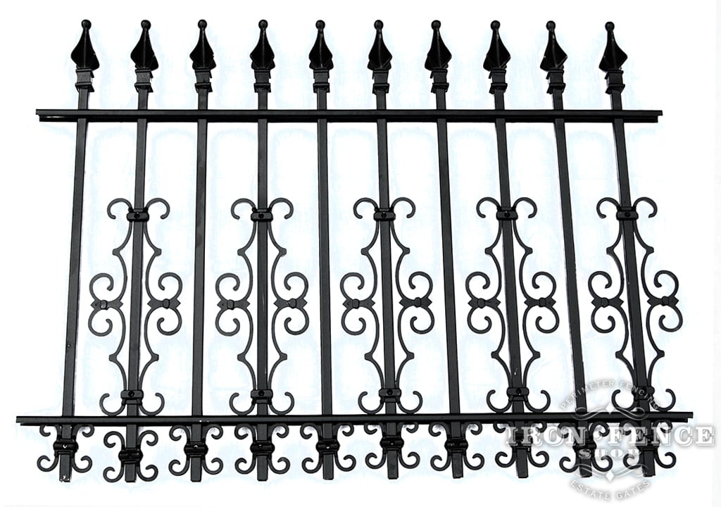 3 Foot Tall Wrought Iron Fence in Classic Style Signature Grade with Guardian and Butterfly Add-on Decorations Acting as a Puppy Picket Dog Barrier