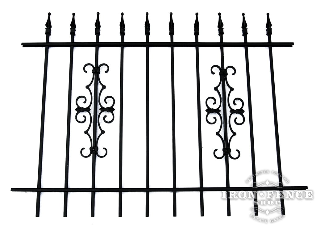 3ft Tall Traditional Grade Wrought Iron Fence with Guardian Add-On Decoration 