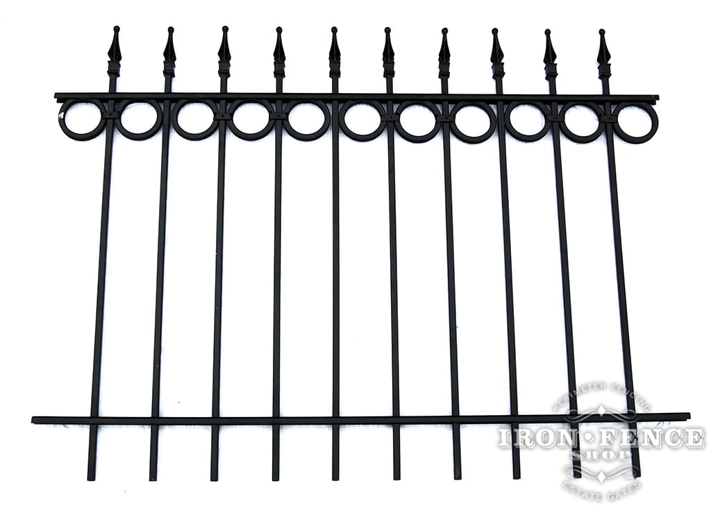 3ft Tall Traditional Grade Iron Fence with Add-On Rings Decoration