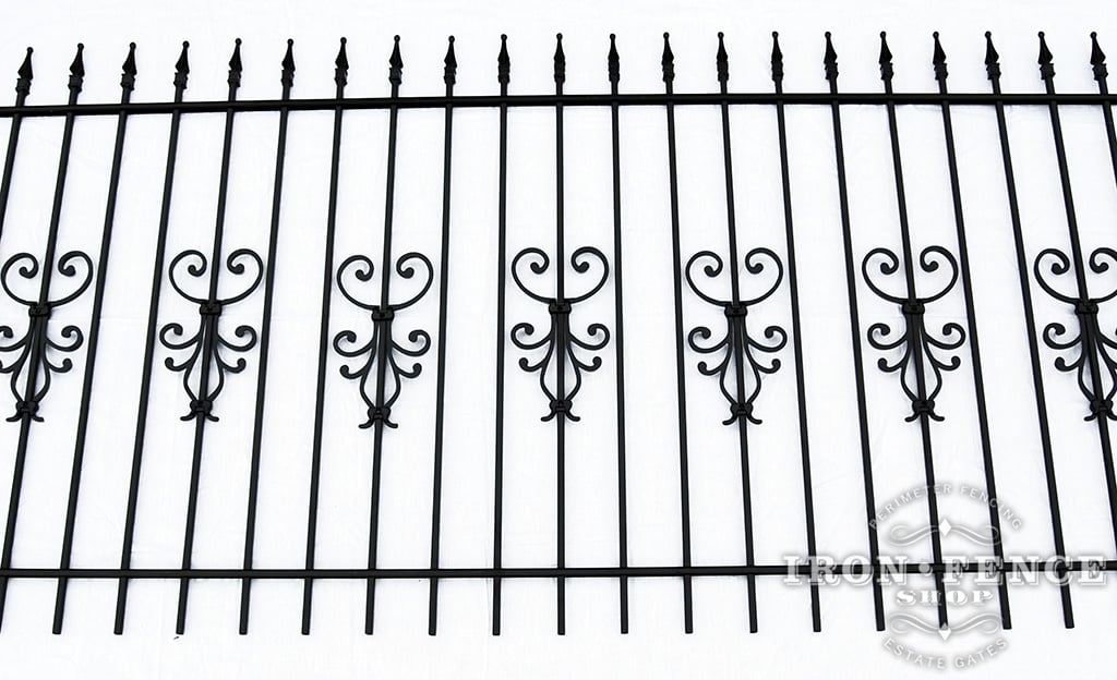 4ft Tall Wrought Iron Fence in Traditional Grade with Cape Cod Add-on Decorations