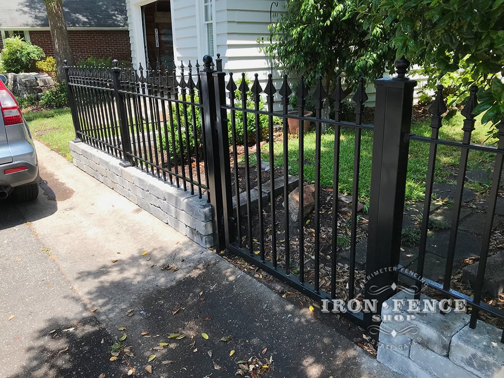 Stronghold Iron Fence 3ft Tall Fence on Wall with 4x4 Gate