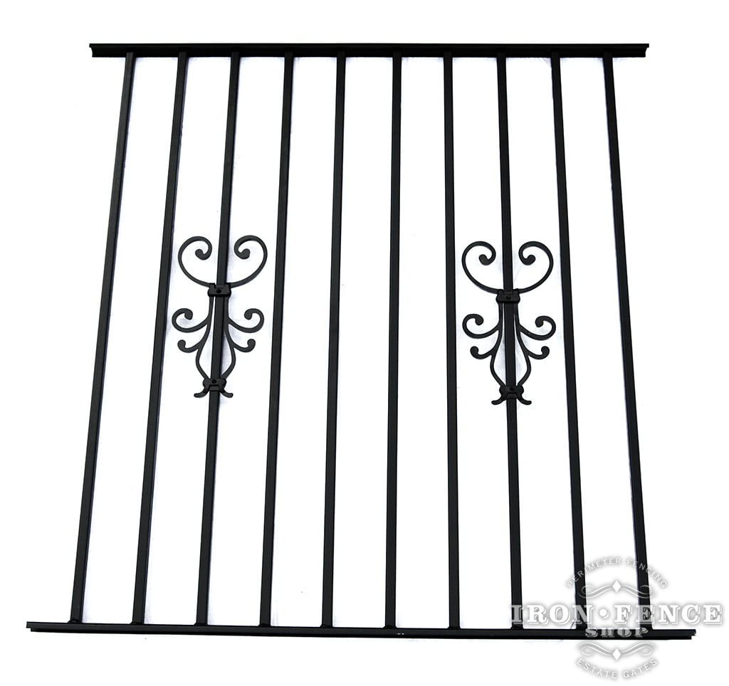 50in Tall Pool Style Wrought Iron Fence in Signature Grade with Cape Cod Add-on Decorations