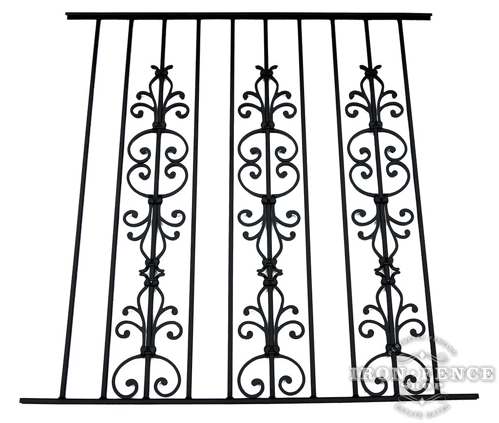 50in Tall Wrought Iron Pool Fence in Traditional Grade with Stacked Cape Cod Add-on Decorations