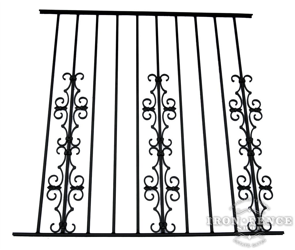 50in Tall Wrought Iron Pool Fence in Traditional Grade with Guardian Decorations 