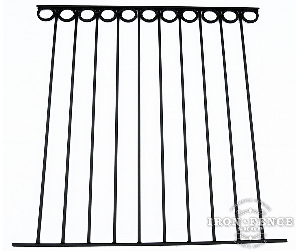 50in Tall Wrought Iron Pool Fence in Traditional Grade with Rings Add-on Decorations