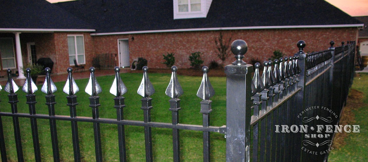 5ft Tall Signature Grade Iron Fence - Customer Finished the Project Right Before Dusk and Snapped this Picture
