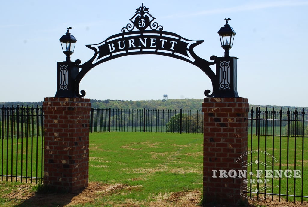 5ft Tall Signature Grade Iron Fence - A Custom Metal Worker Crafted the Beautiful Archway and Used Our Iron Fence to Complement this Family Plot (Style #1: Classic)