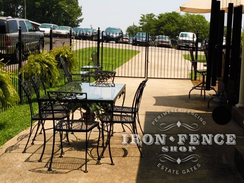 5ft Tall Traditional Grade Iron Fence with 5x10 Double Gate Used to Turn a Driveway into a Front Patio Area (Style #1: Classic)