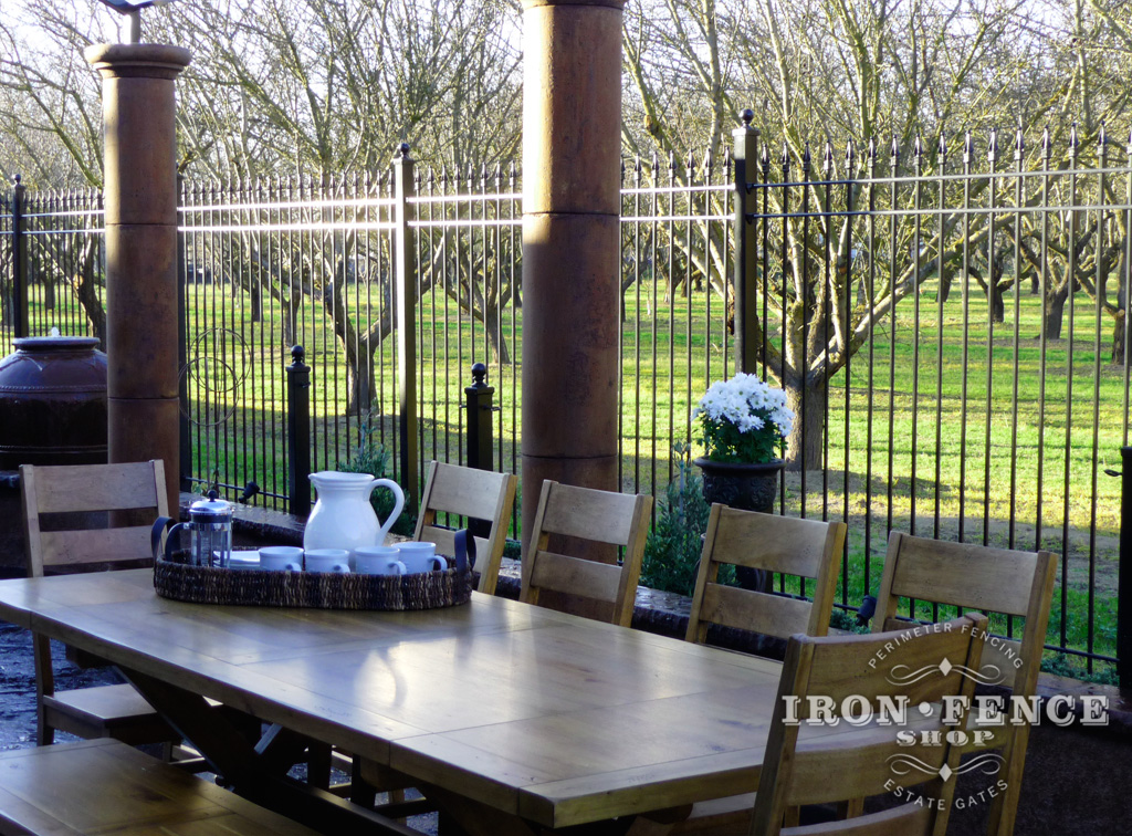 6ft Tall Traditional Grade Iron Fence Used Around a Patio (Style #1: Classic)