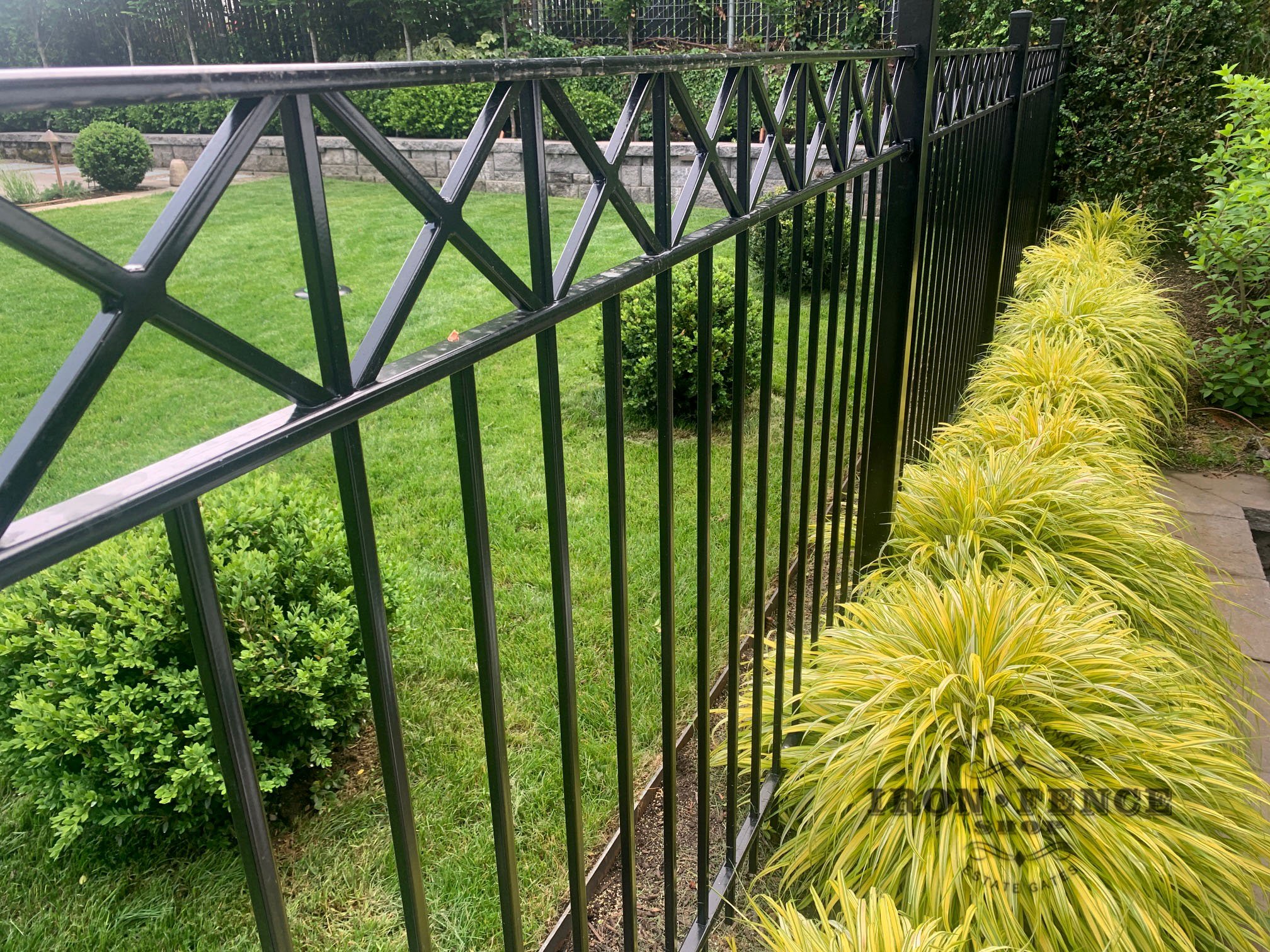 Stronghold Iron Fence in Custom Designed X-Style