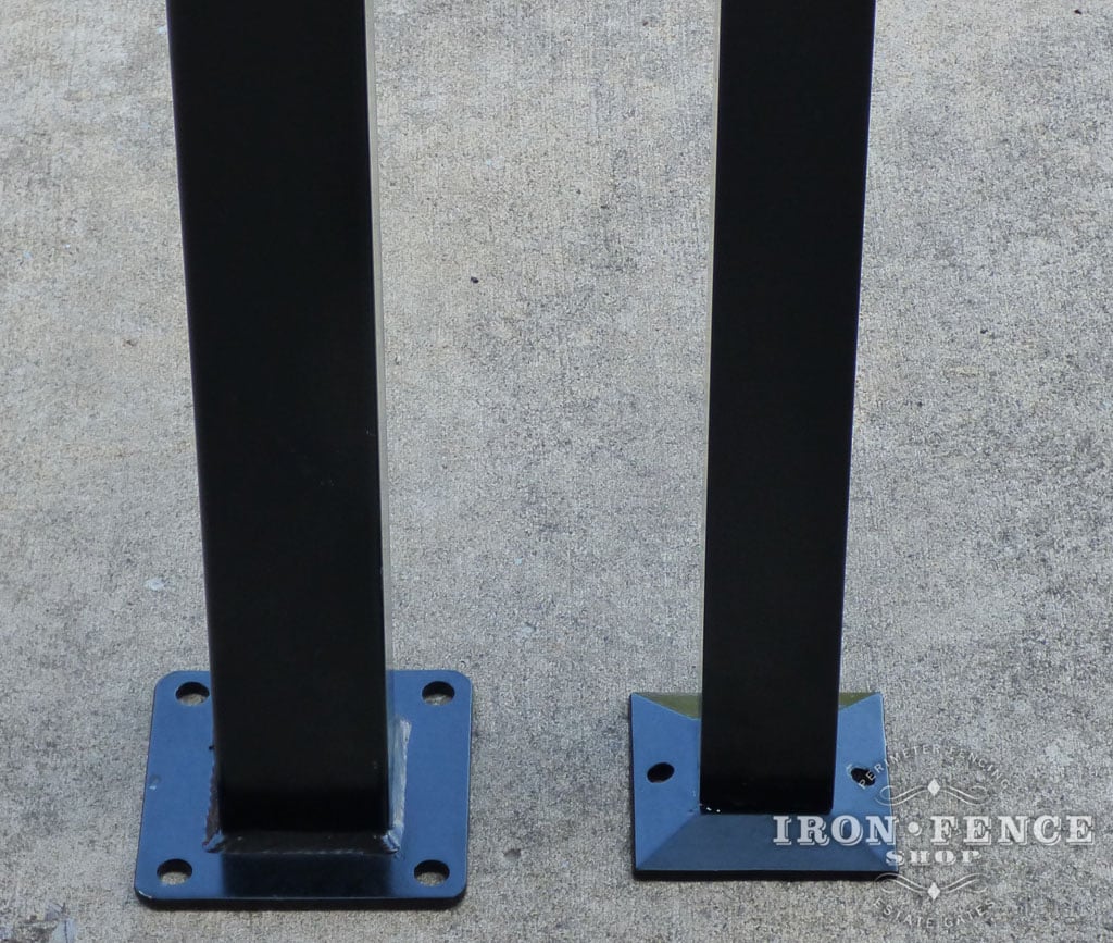 Iron Flange Post (left) with Welded Flange and Aluminum Post with Flange Insert (right)